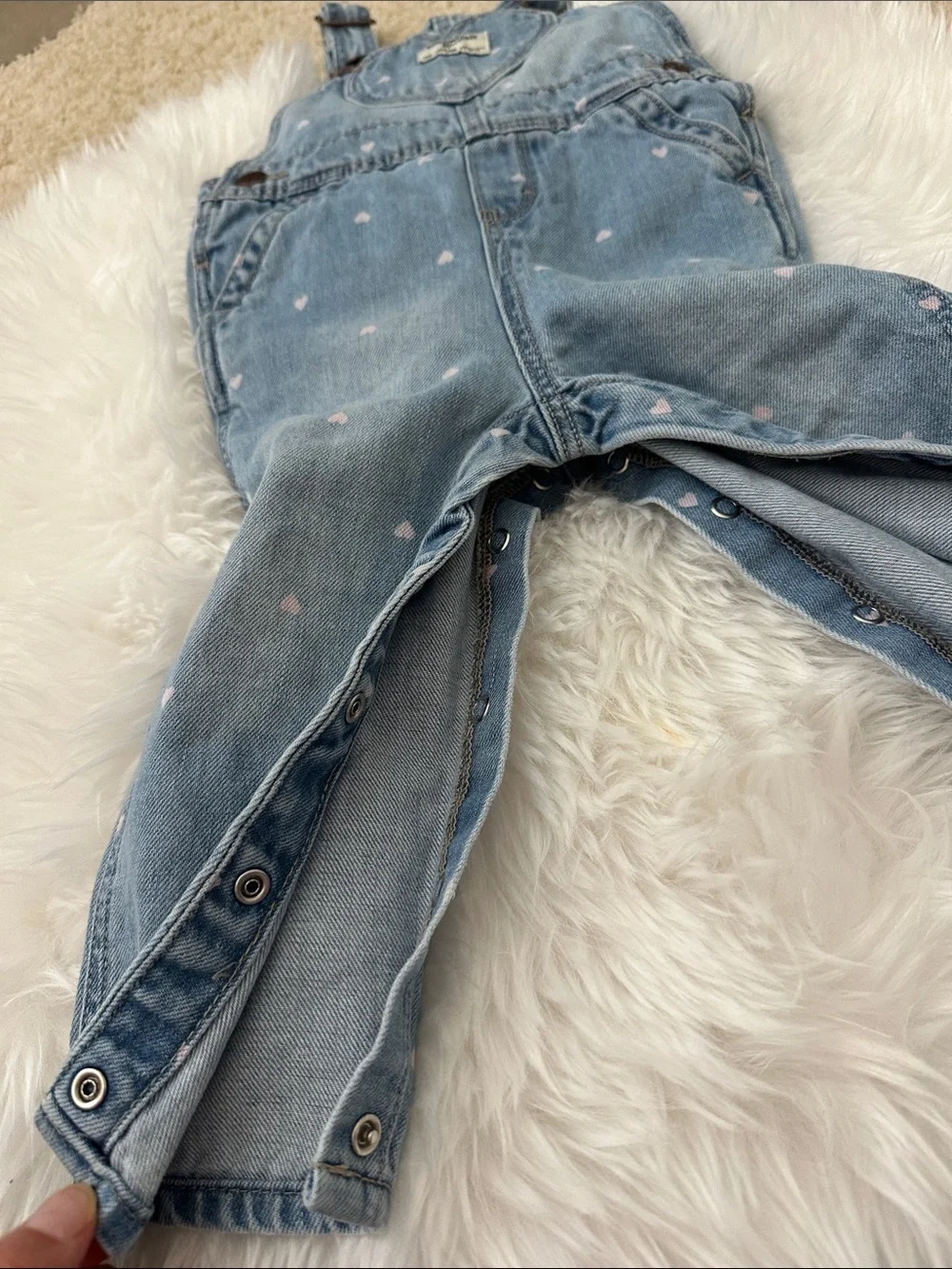 OshKosh B'gosh Denim Overalls with Pink Heart Detail